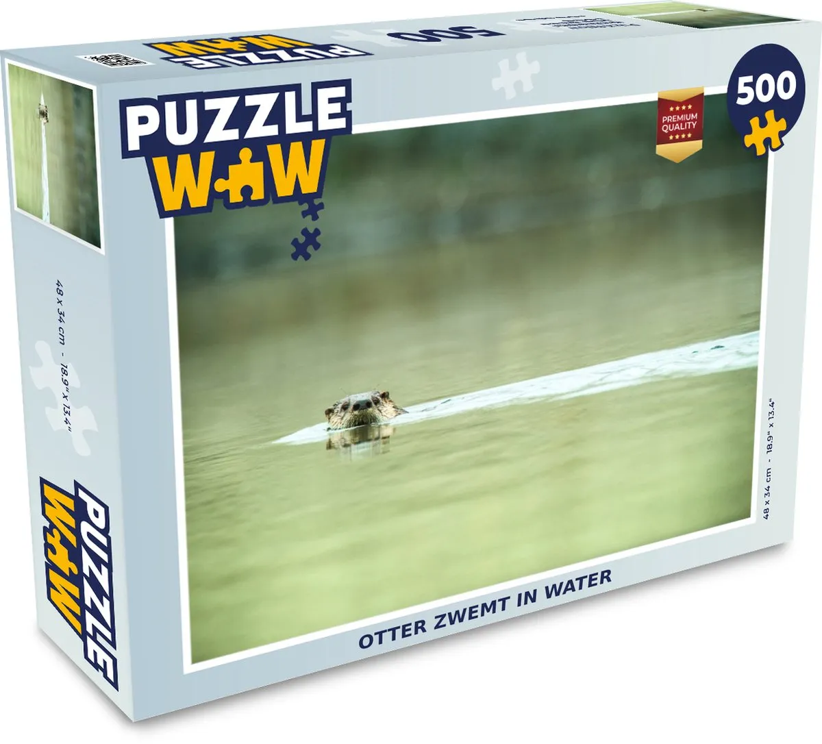 PuzzleWow Legpuzzel Otter zwemt in water 500 Stuks - Multicolor
