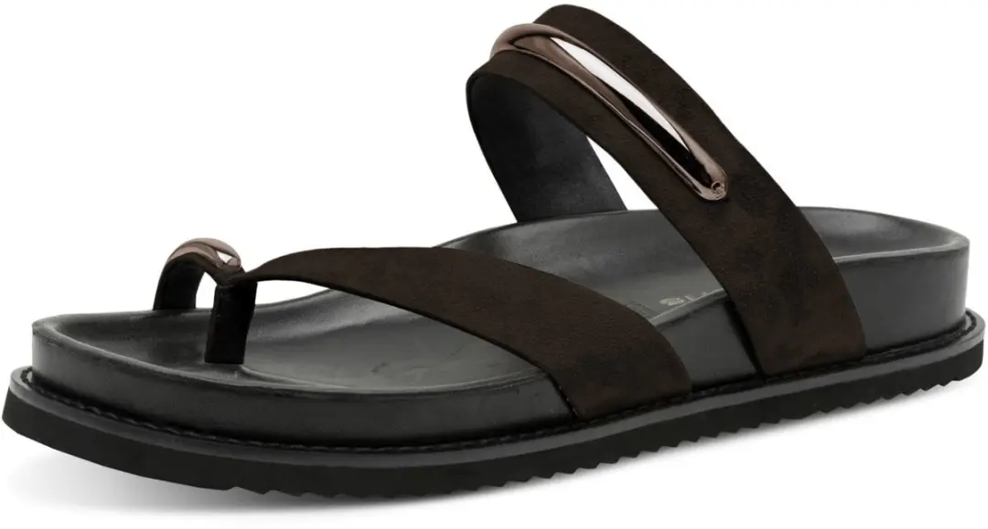 Tamaris leren slippers voor dames 1-27415-46-304 Damesschoenen Voetbed Bruin
