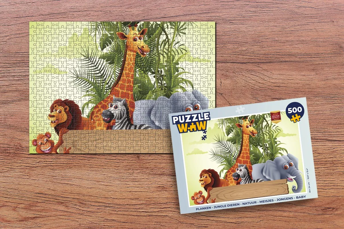 PuzzleWow Jungle Dieren Legpuzzel 500 Stuks - Giraffe - Multicolor