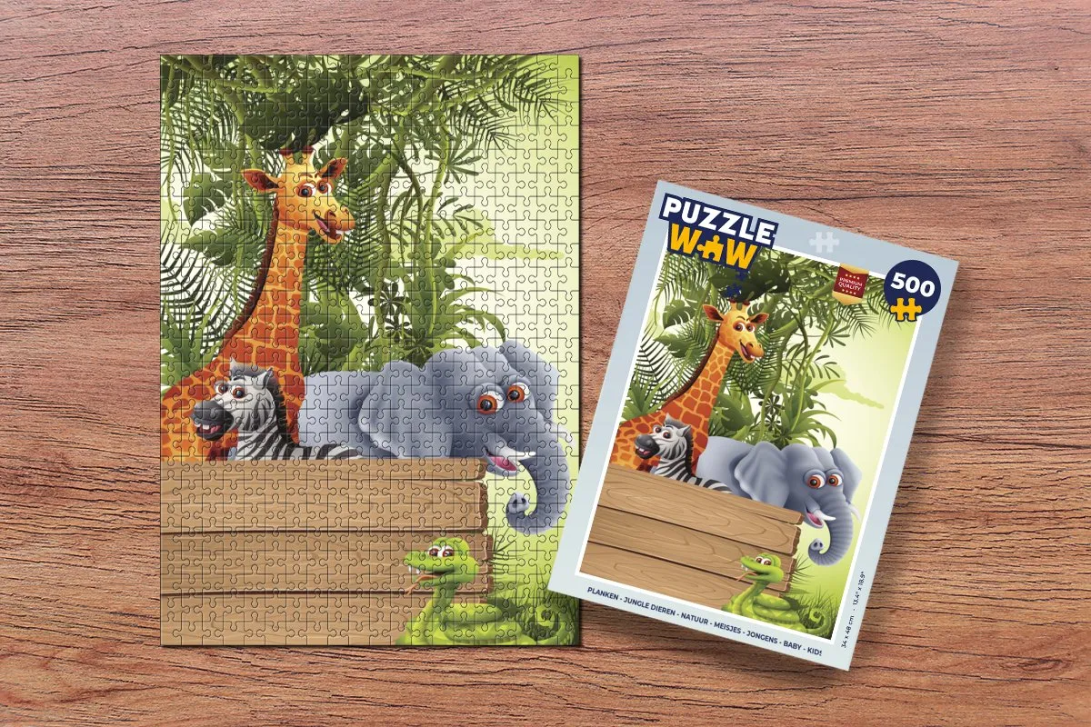 PuzzleWow Jungle Dieren Legpuzzel 500 Stuks - Giraffe - Multicolor