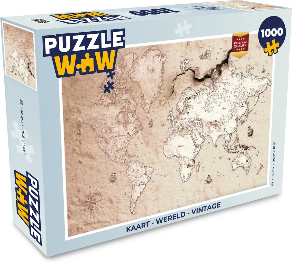 PuzzleWow Wereld Vintage Legpuzzel 1000 Stuks - Multicolor