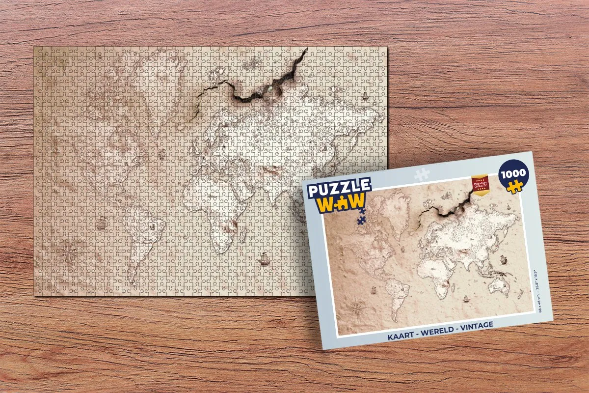 PuzzleWow Wereld Vintage Legpuzzel 1000 Stuks - Multicolor