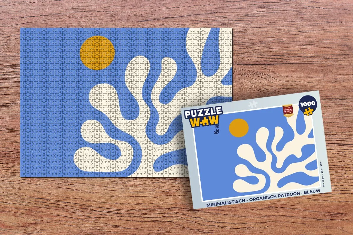 PuzzleWow Minimalistisch Organisch Legpuzzel 1000 Stuks - Blauw