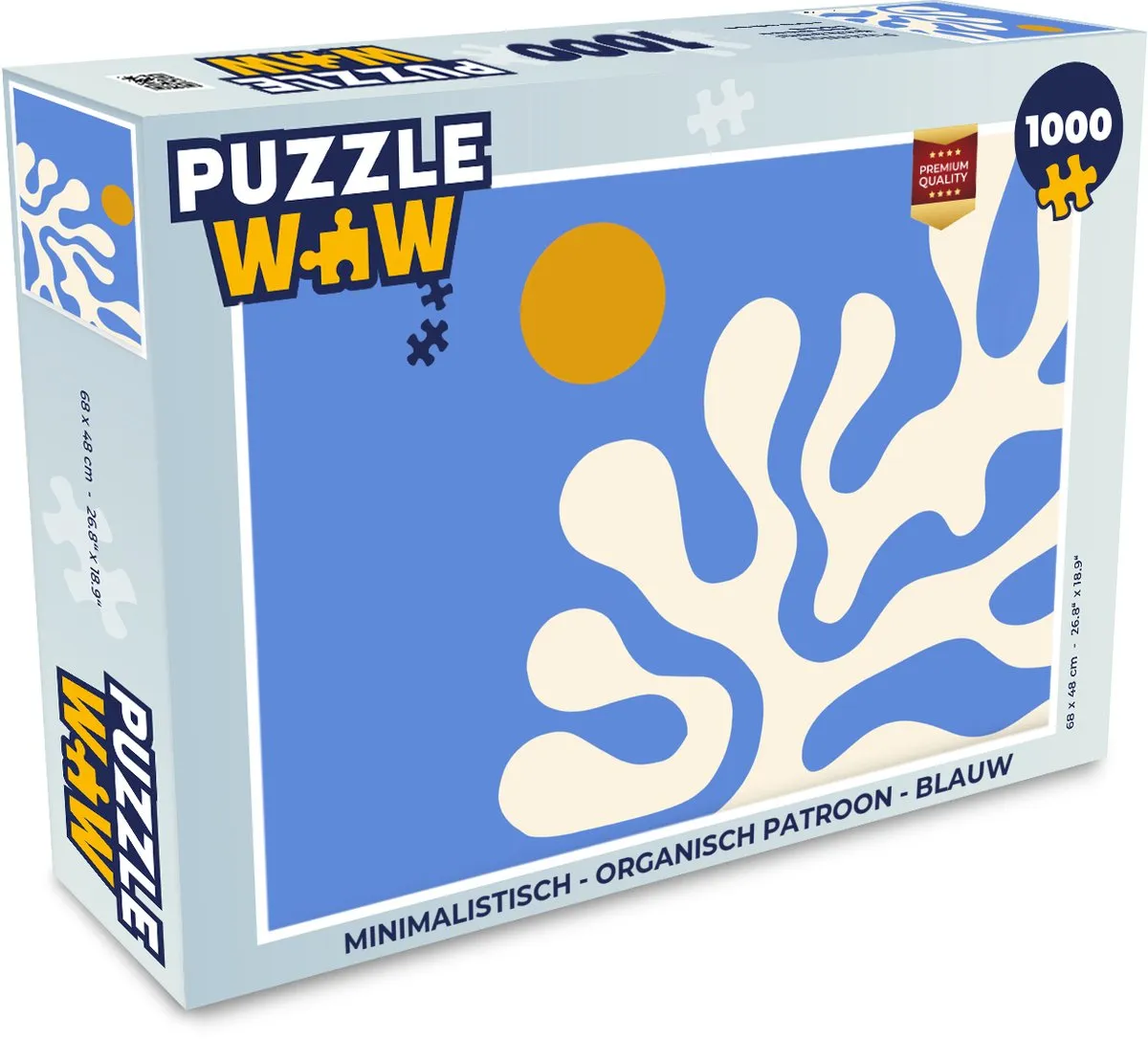 PuzzleWow Minimalistisch Organisch Legpuzzel 1000 Stuks - Blauw