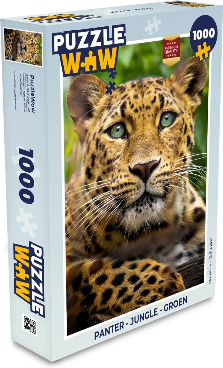 PuzzleWow Panter Jungle Legpuzzel 1000 Stuks - Multicolor