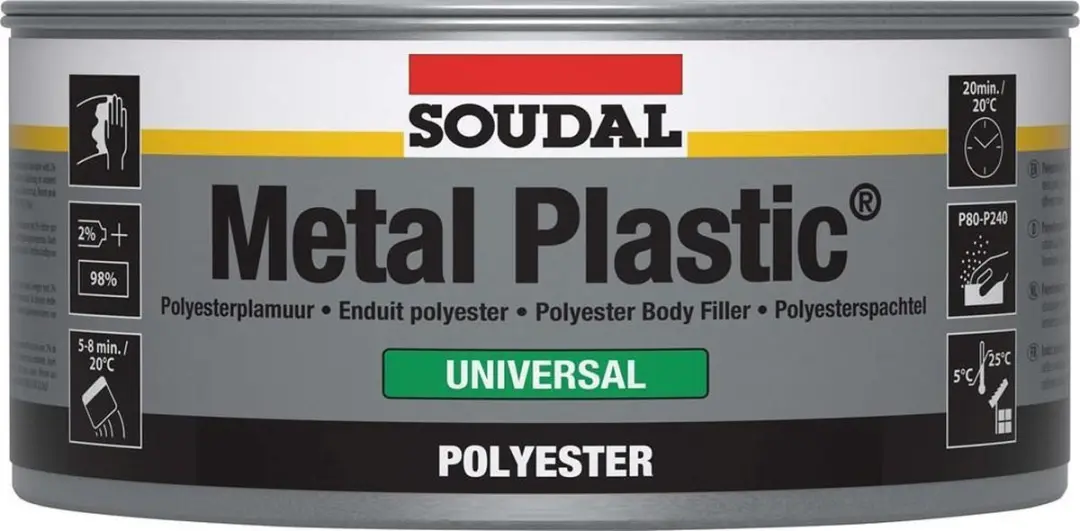 Soudal polyester plamuur metal plastic 2 kg