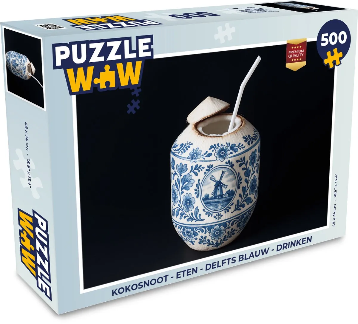 PuzzleWow Kokosnoot Legpuzzel 500 Stuks - Delfts Blauw