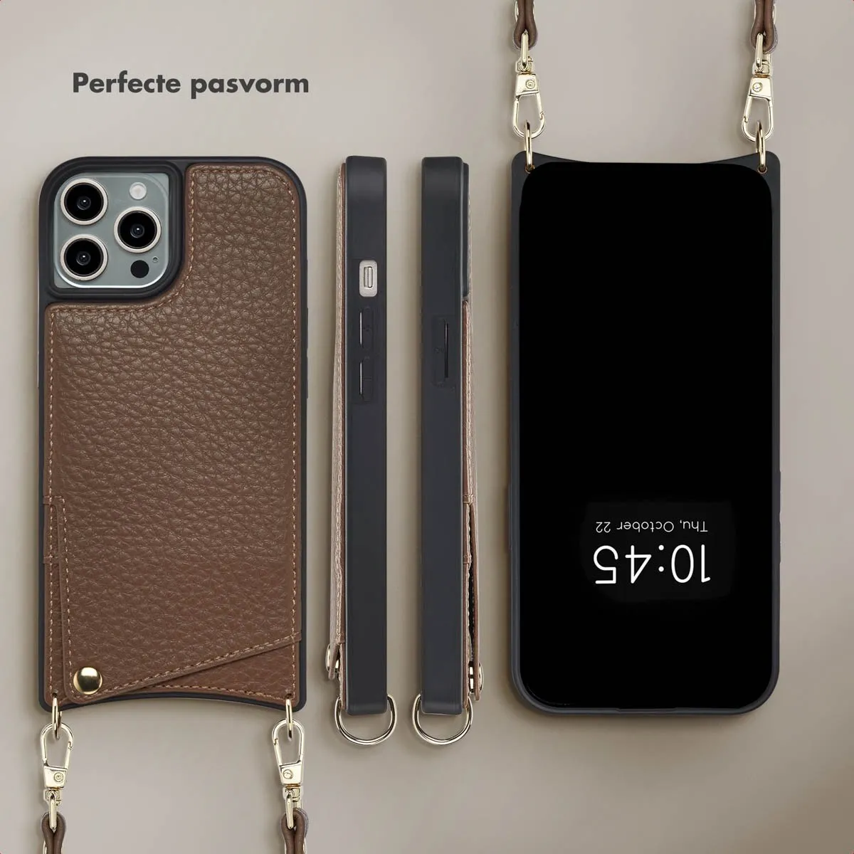 Selencia Hoesje iPhone 15 Pro - Mocha Brown - 2 Pasjes - afbeelding 6 van 6