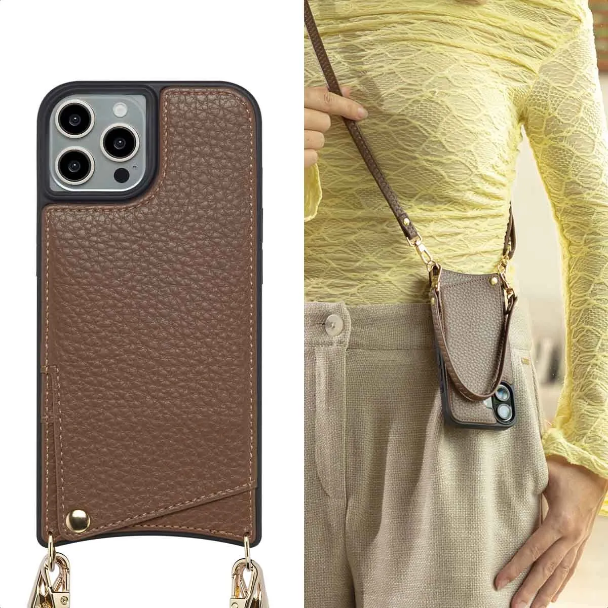 Selencia Hoesje iPhone 15 Pro - Mocha Brown - 2 Pasjes