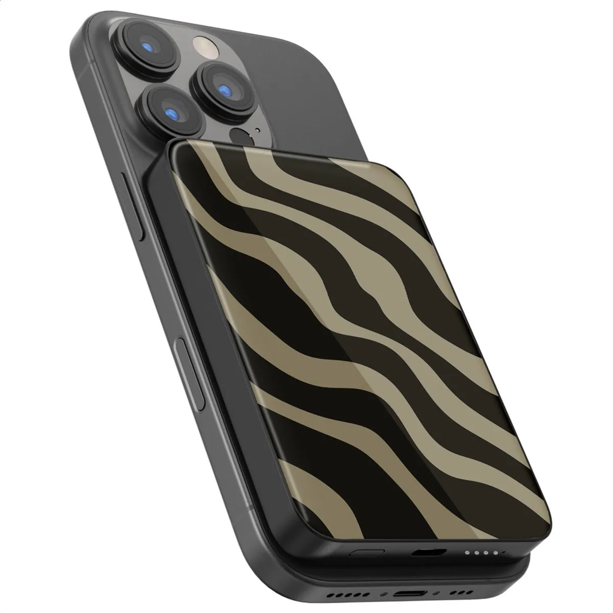 Selencia Powerbank 5.000 mAh - Draadloze Powerbank - Geschikt voor MagSafe en Qi - Black / Swirl Black