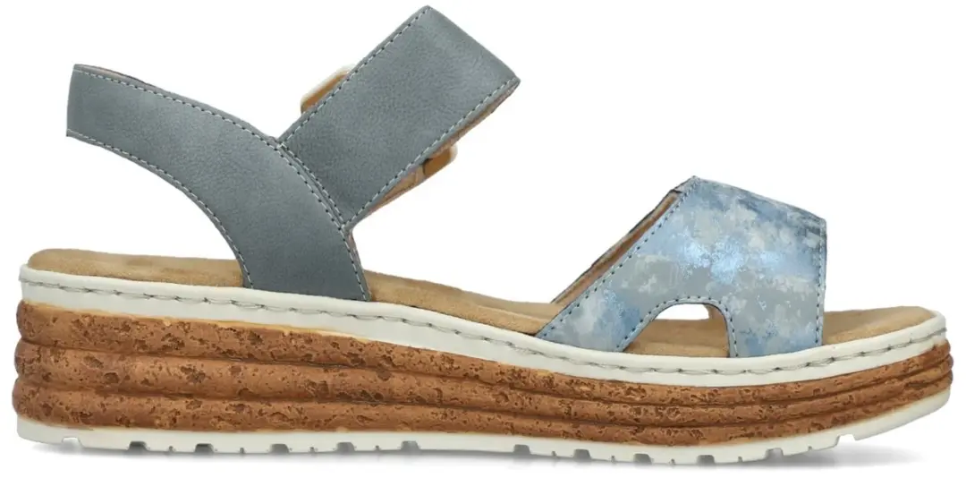 Rieker 62760-12 Sandalen klittenband blauw maat 42 open schoenen
