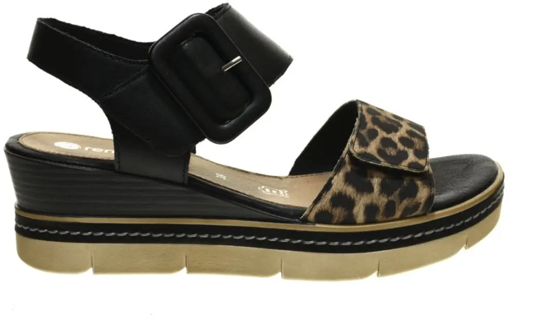 Zwarte Damessandaal Sleehak Leopard maat 39