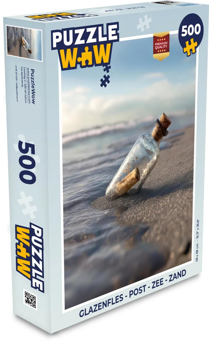PuzzleWow Glazenfles Post Zee Zand Legpuzzel 500 Stuks