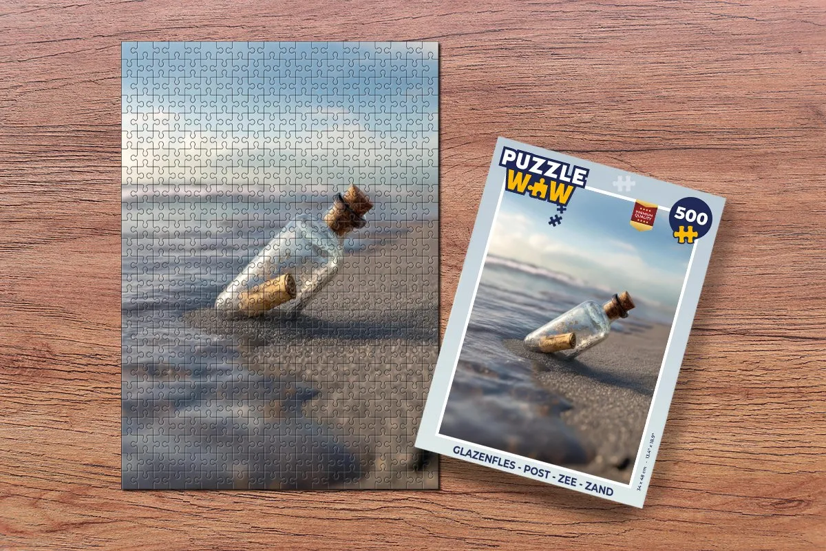 PuzzleWow Glazenfles Post Zee Zand Legpuzzel 500 Stuks - 8721406851240