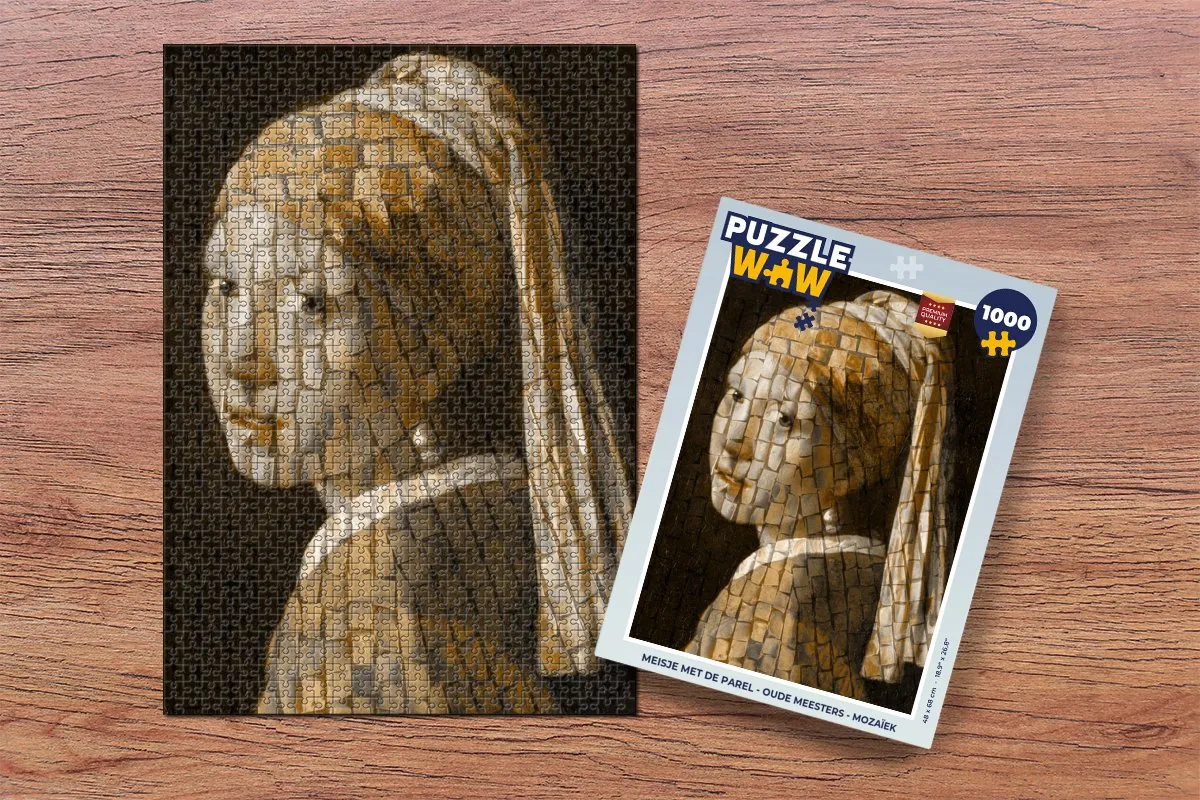 PuzzleWow Meisje met de Parel Mozaïek Legpuzzel 1000 Stuks - Multicolor