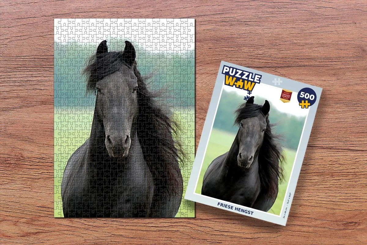 PuzzleWow Fries Paard Gras Legpuzzel 500 Stuks - Multicolor