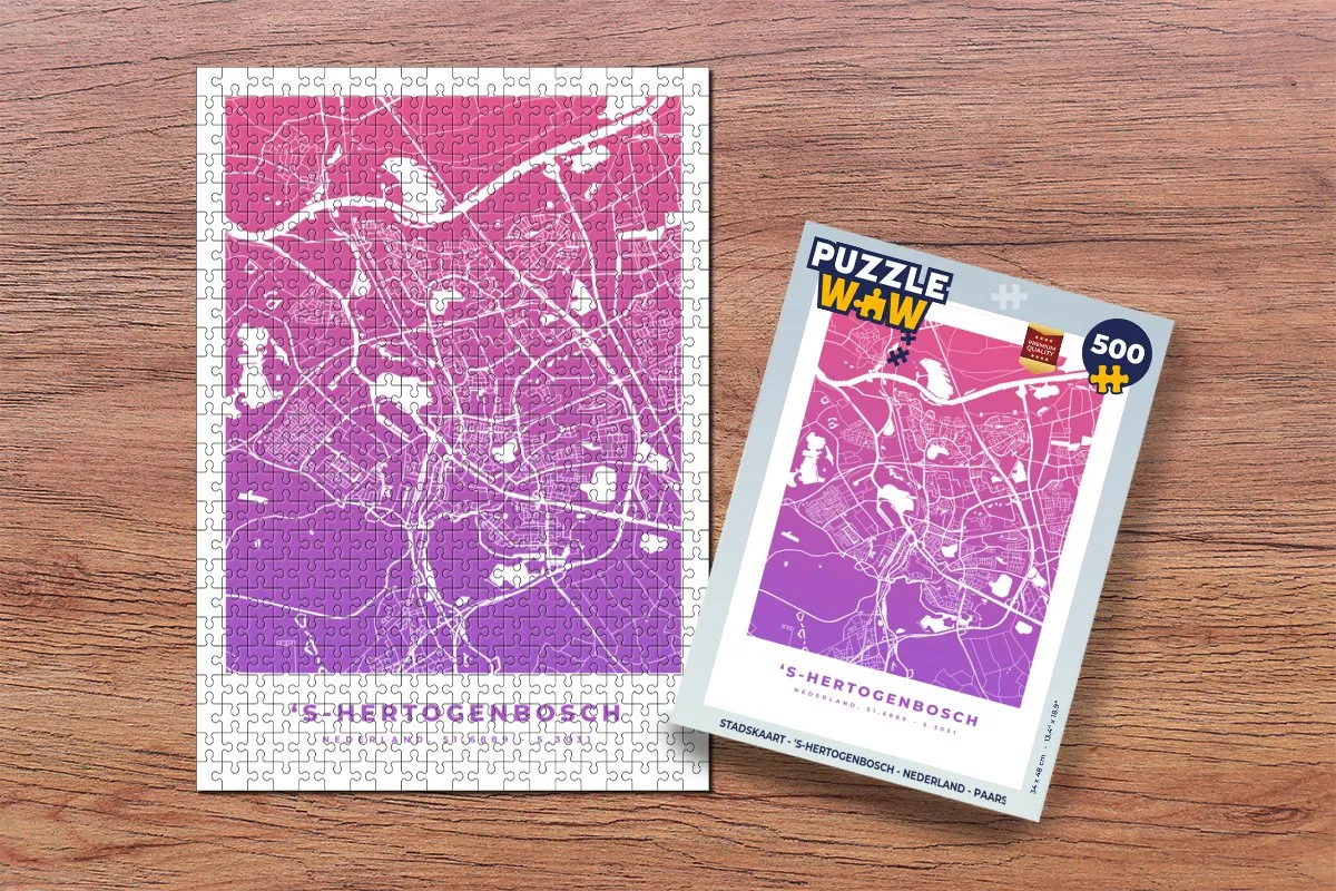 PuzzleWow 's-Hertogenbosch Legpuzzel 500 Stuks - Paars