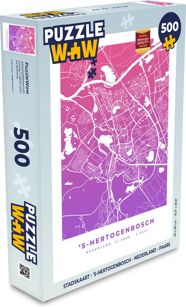 PuzzleWow 's-Hertogenbosch Legpuzzel 500 Stuks - Paars