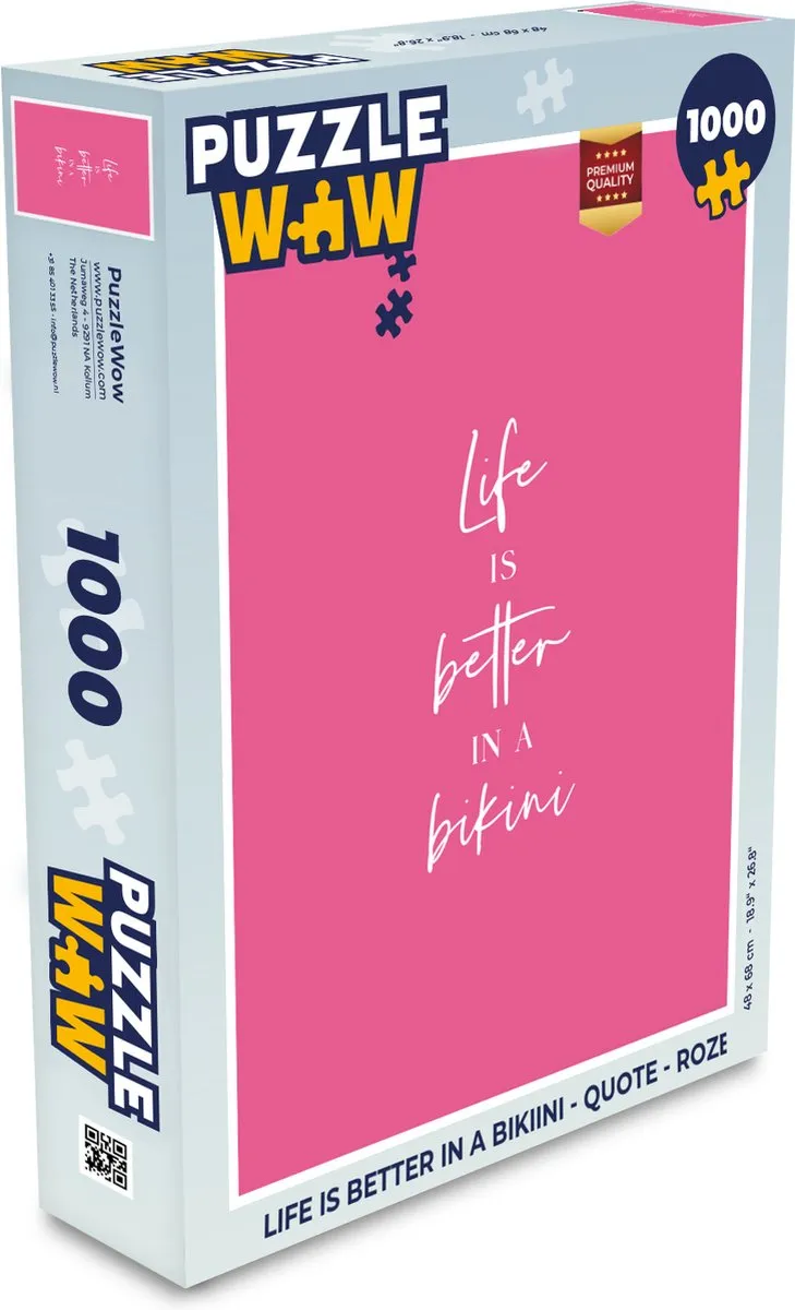PuzzleWow Life is better in a bikini Legpuzzel 1000 Stuks - Roze
