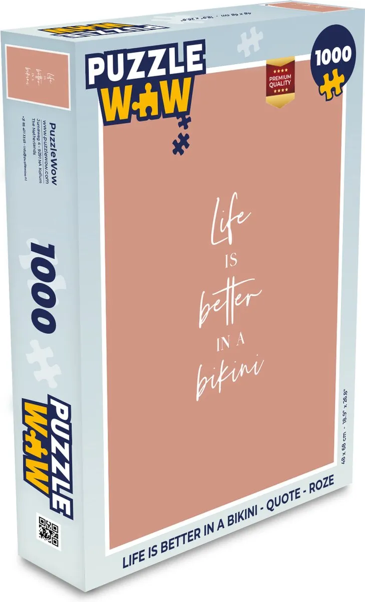 PuzzleWow Life is better in a bikini Legpuzzel 1000 Stuks - Roze