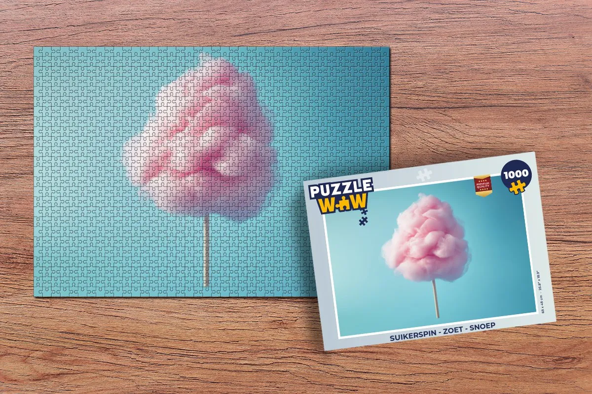 PuzzleWow Suikerspin Legpuzzel 1000 Stuks - Roze/Blauw