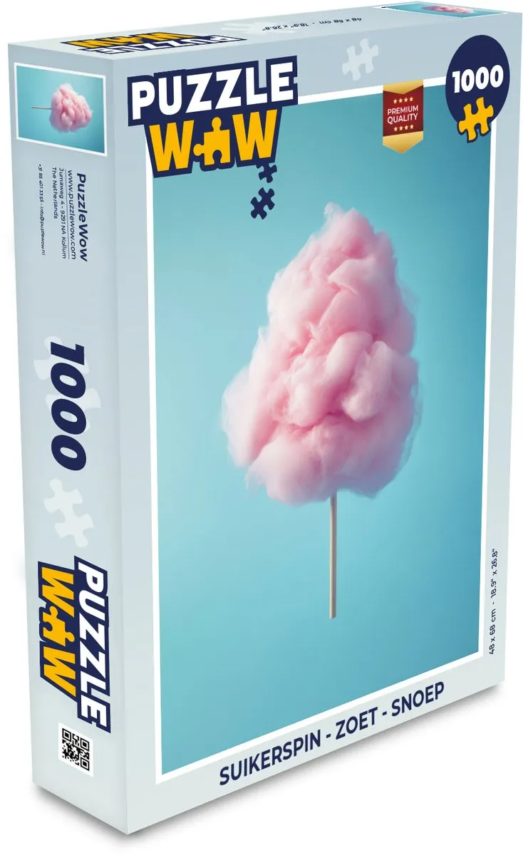 PuzzleWow Suikerspin Legpuzzel 1000 Stuks - Roze/Blauw