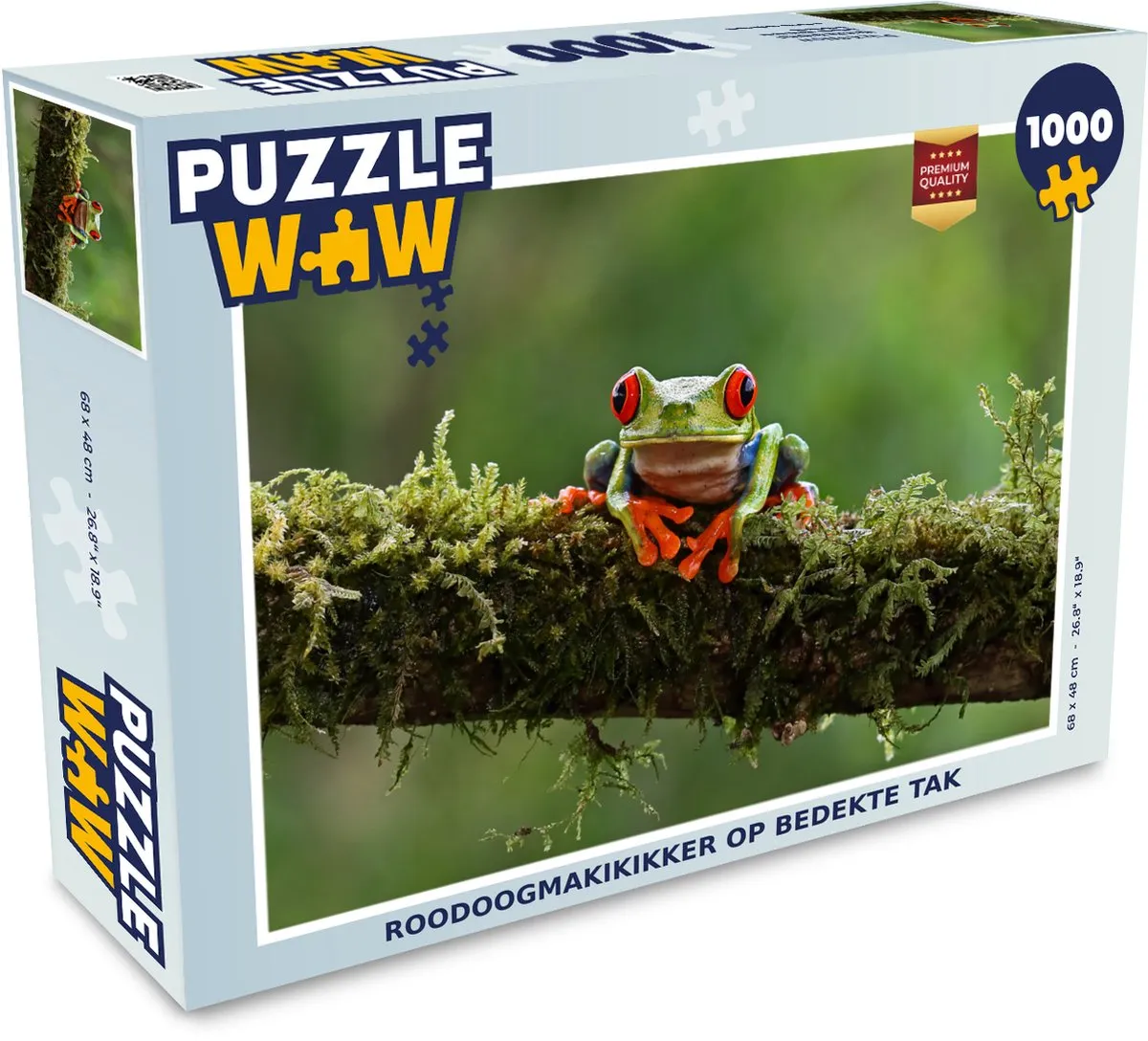 PuzzleWow Roodoogmakikikker op bedekte tak Legpuzzel 1000 Stuks - Multicolor
