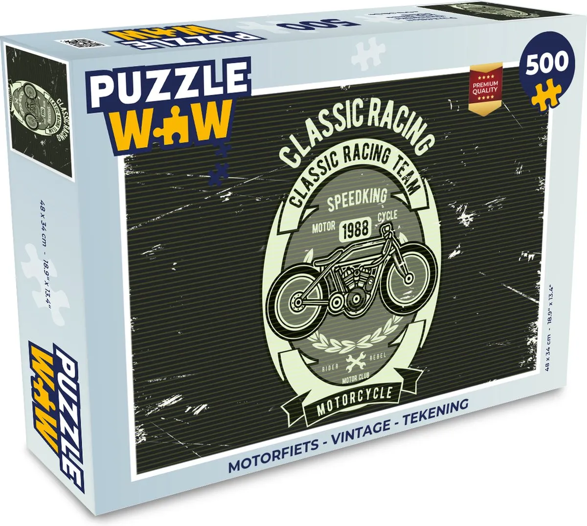 PuzzleWow Motorfiets Vintage Legpuzzel 500 Stuks - Multicolor