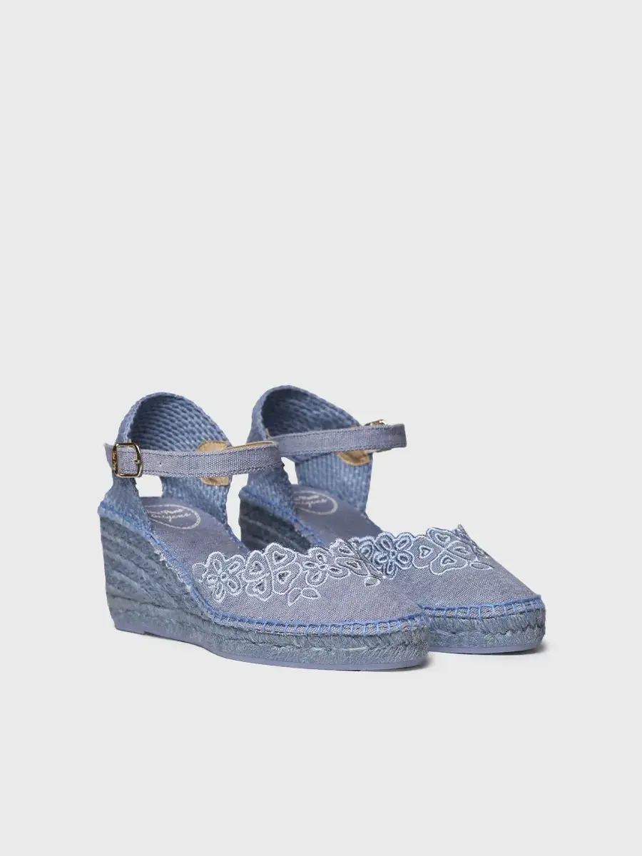Espadrille met sleehak en borduursel voor dames