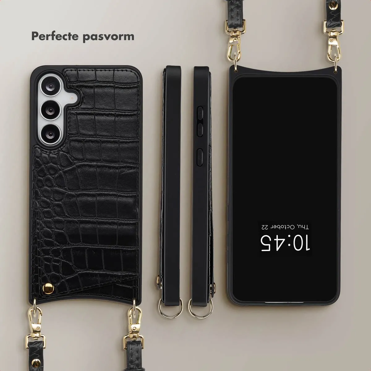 Selencia Hoesje Samsung Galaxy S25 FE - Croco Backcover Zwart