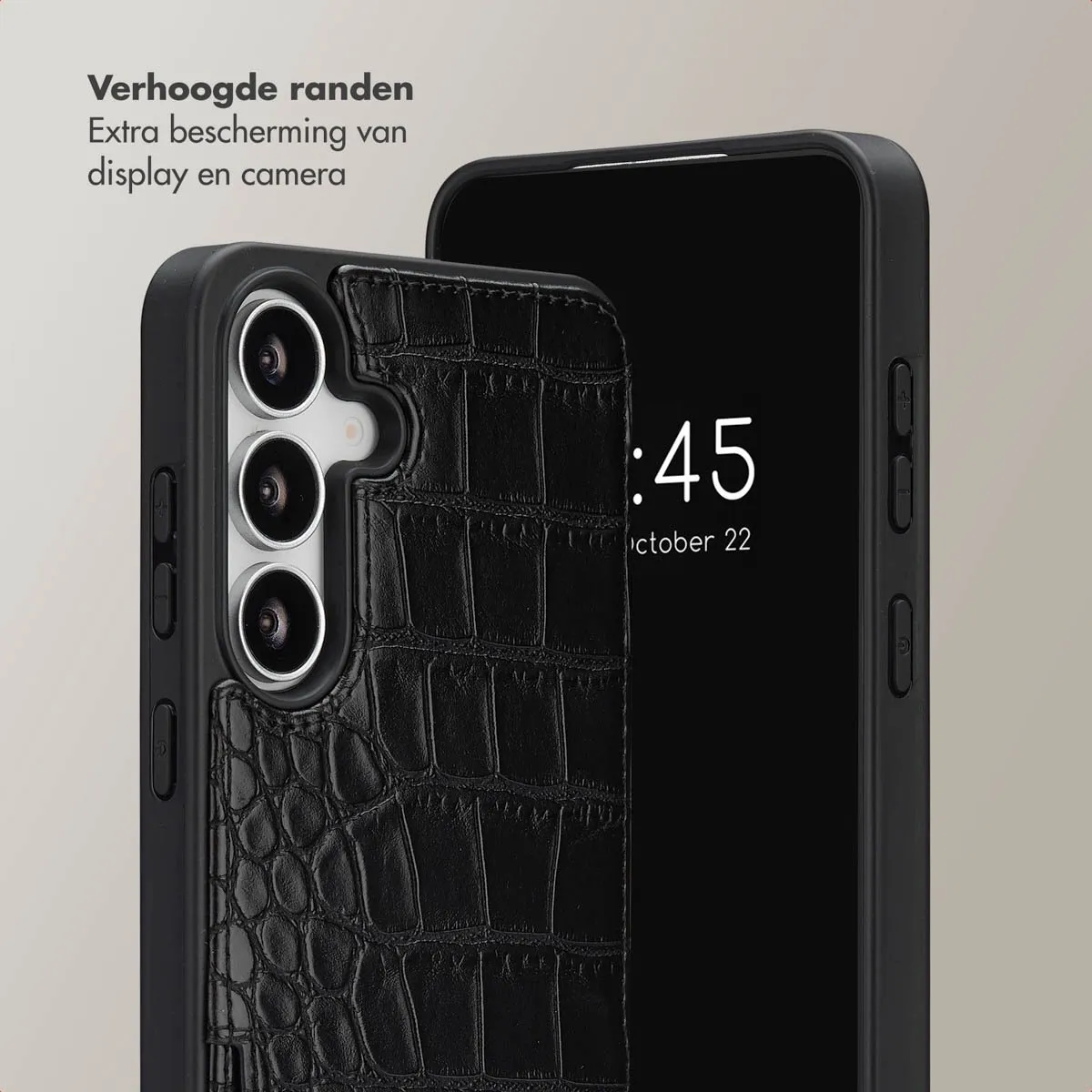 Selencia Hoesje Samsung Galaxy S25 FE - Croco Backcover Zwart