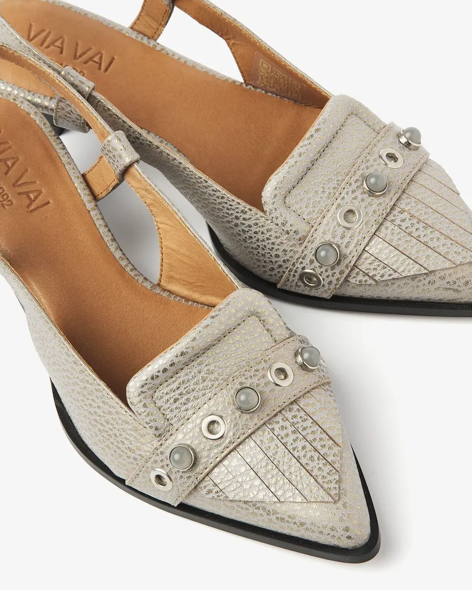 VIA VAI Lea Aileen Slingbacks Dames - Leer Grijs 39