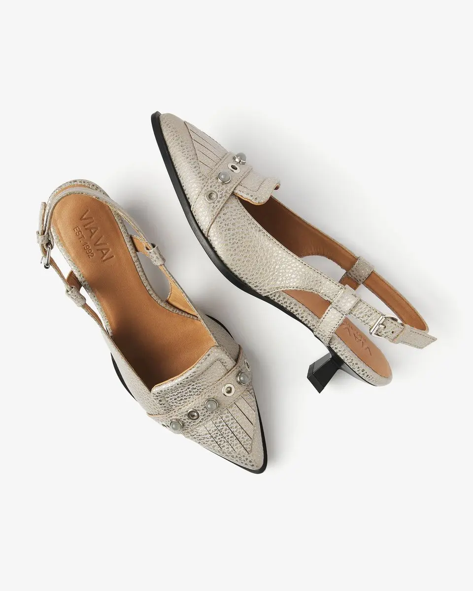 VIA VAI Lea Aileen Slingbacks Dames - Leer Grijs 39