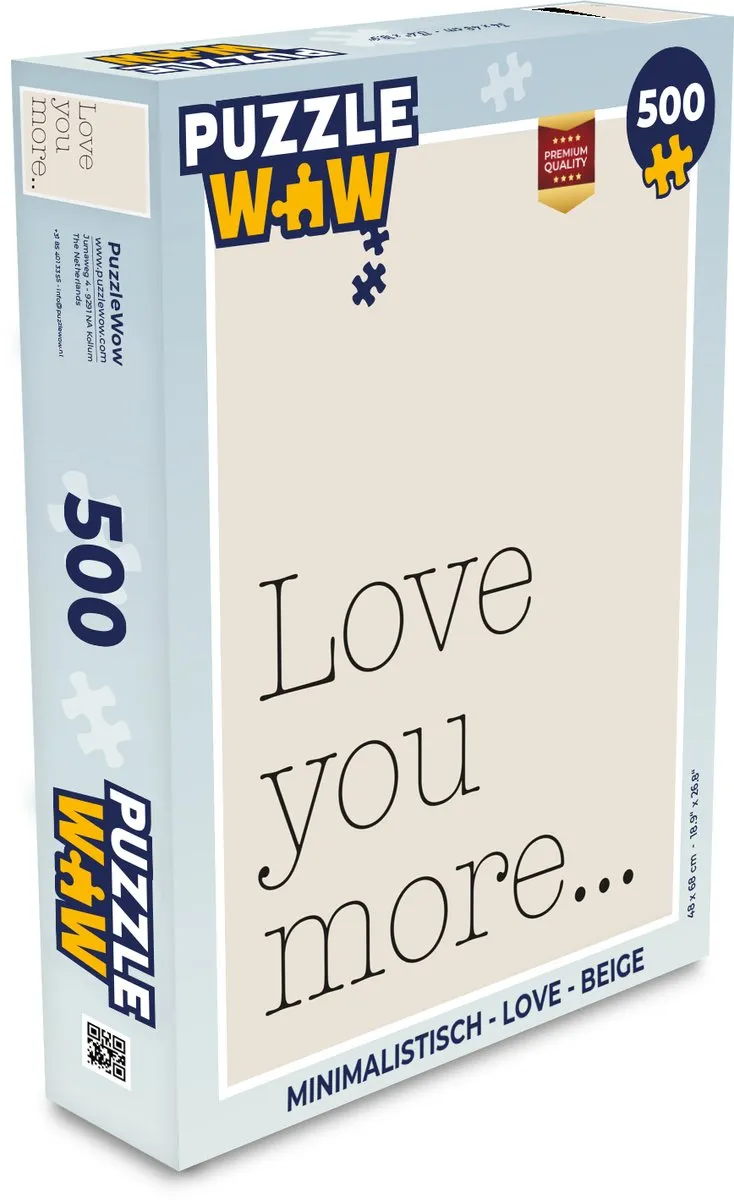 PuzzleWow Love Minimalistisch Legpuzzel 500 Stuks - Beige