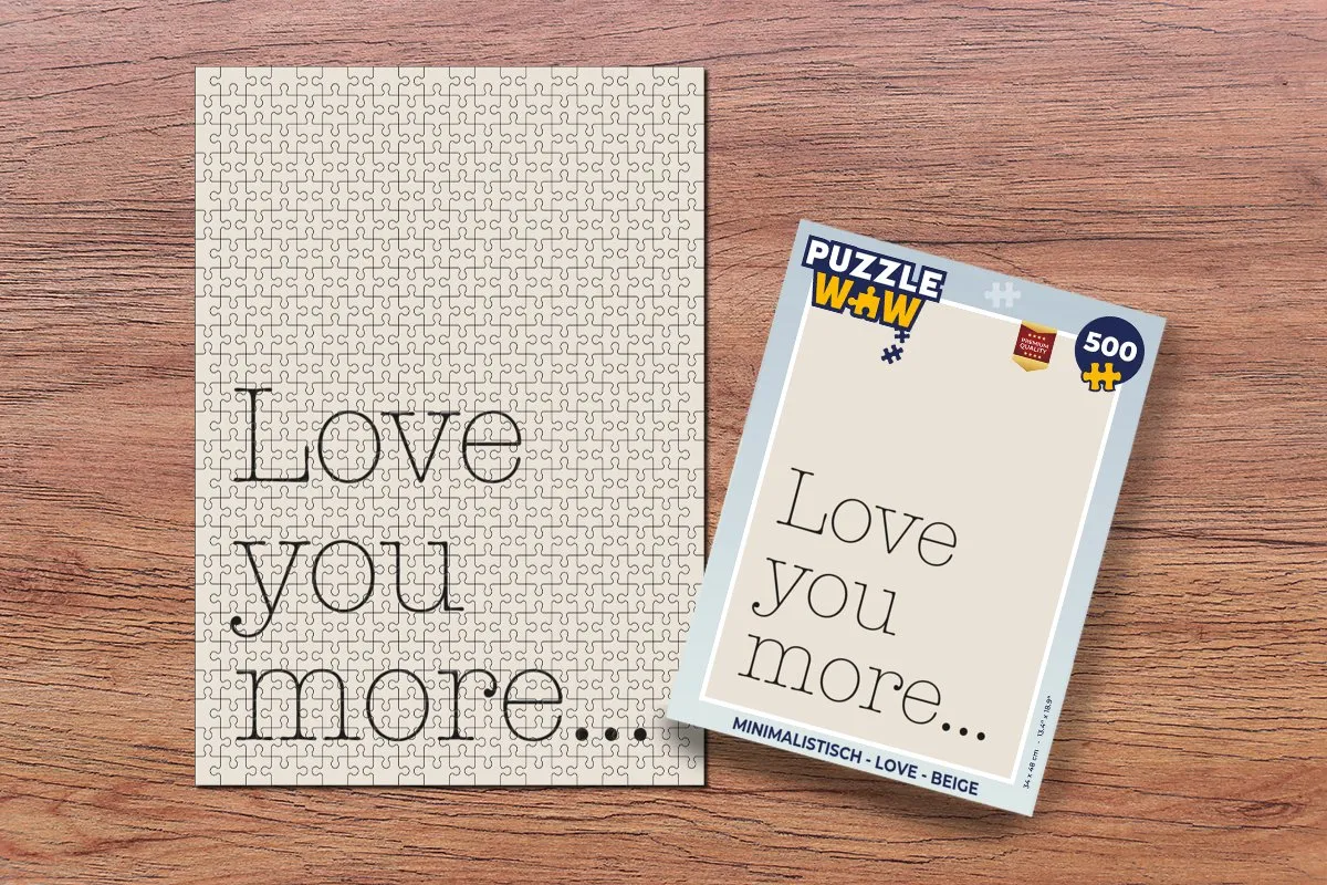 PuzzleWow Love Minimalistisch Legpuzzel 500 Stuks - Beige