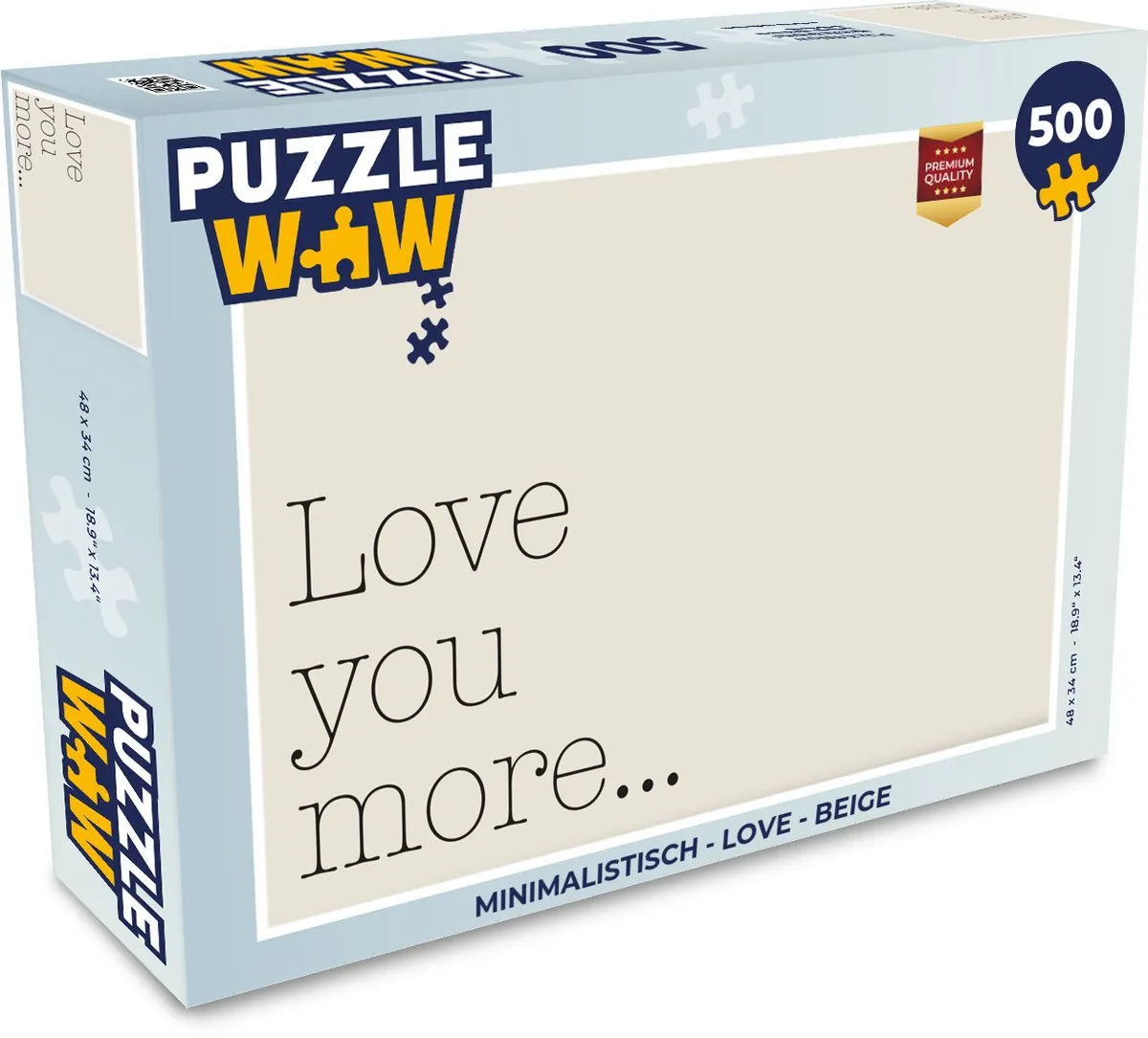 PuzzleWow Love Minimalistisch Legpuzzel 500 Stuks - Beige