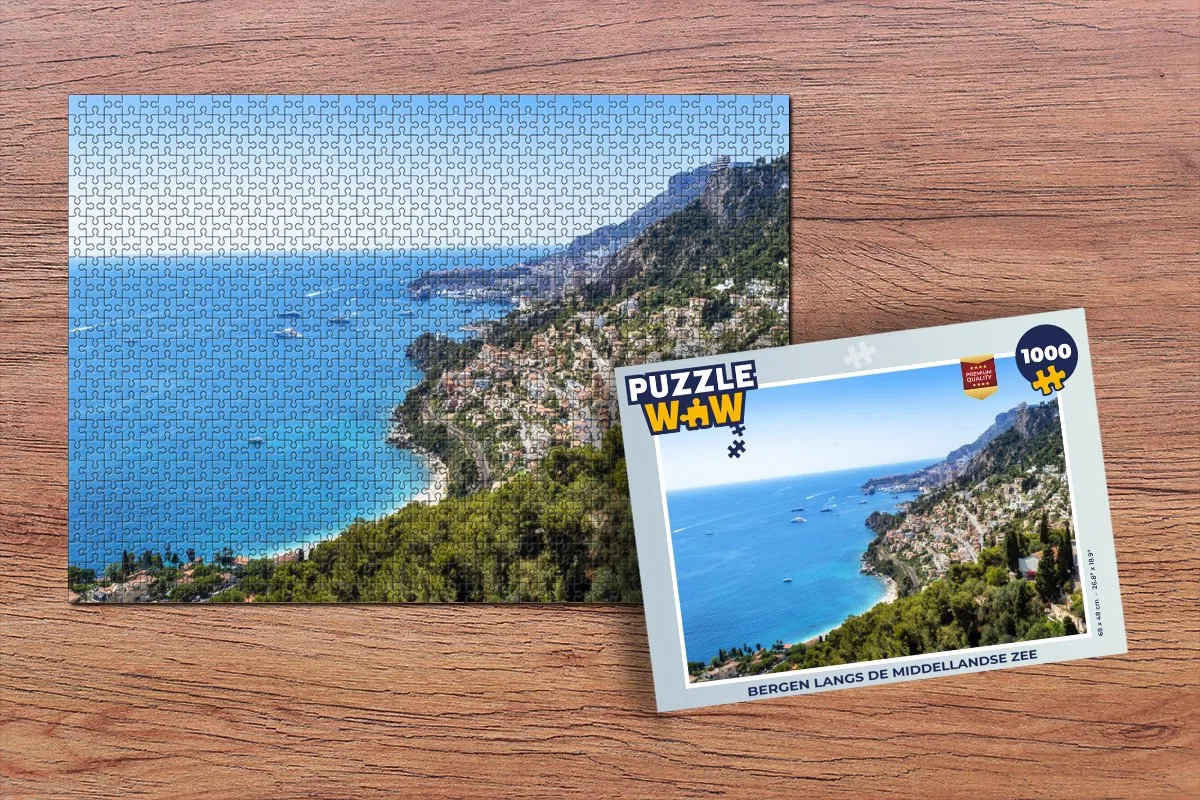 PuzzleWow Legpuzzel 1000 Stuks Berg Zee Stad - Multicolor
