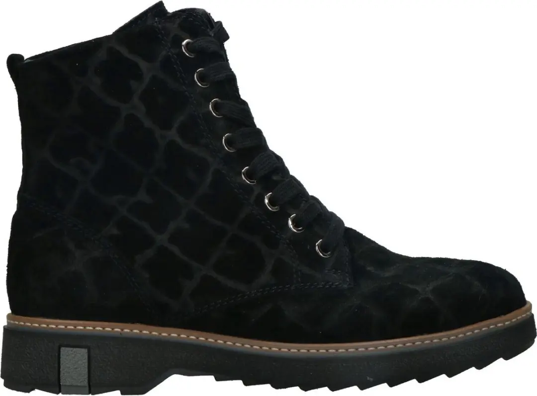 Waldlaufer Veterboot 683801 160 001 Zwart Suède Print Wijdte K