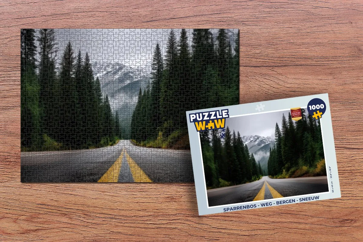 PuzzleWow Sparrenbos Weg Bergen Legpuzzel 1000 Stuks