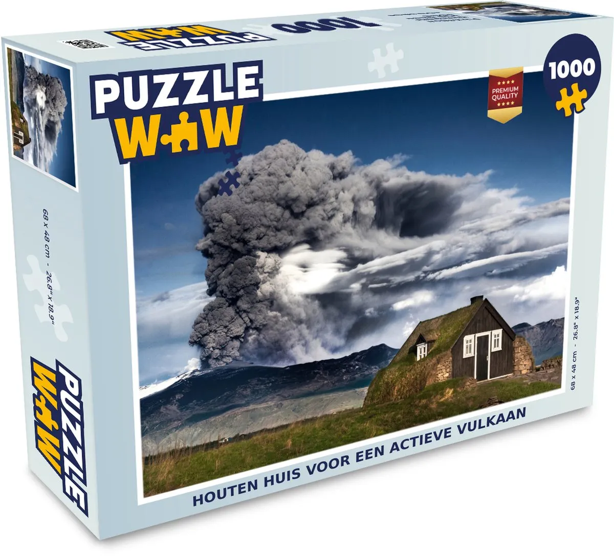 PuzzleWow Houten Huis Actieve Vulkaan Legpuzzel 1000 Stuks