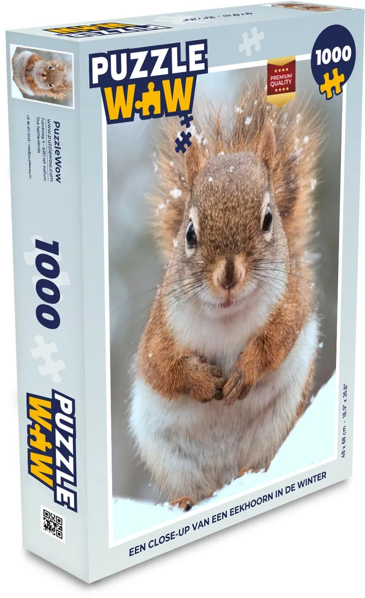 PuzzleWow Eekhoorn Sneeuwvlok Legpuzzel 1000 Stuks - Multicolor