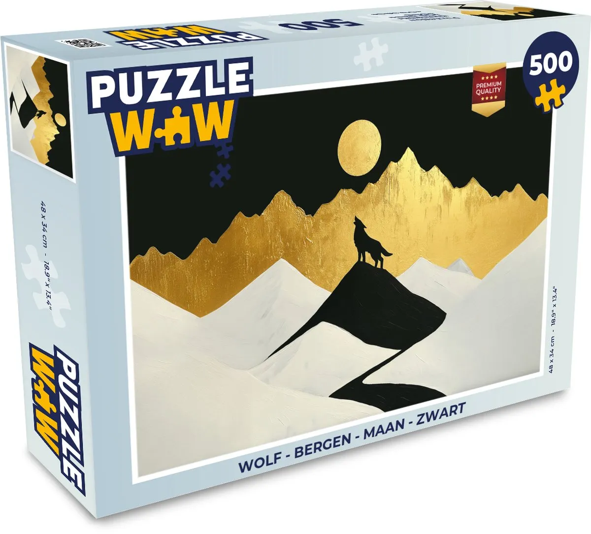 PuzzleWow Bergen Maan Legpuzzel 500 Stuks - Wolf