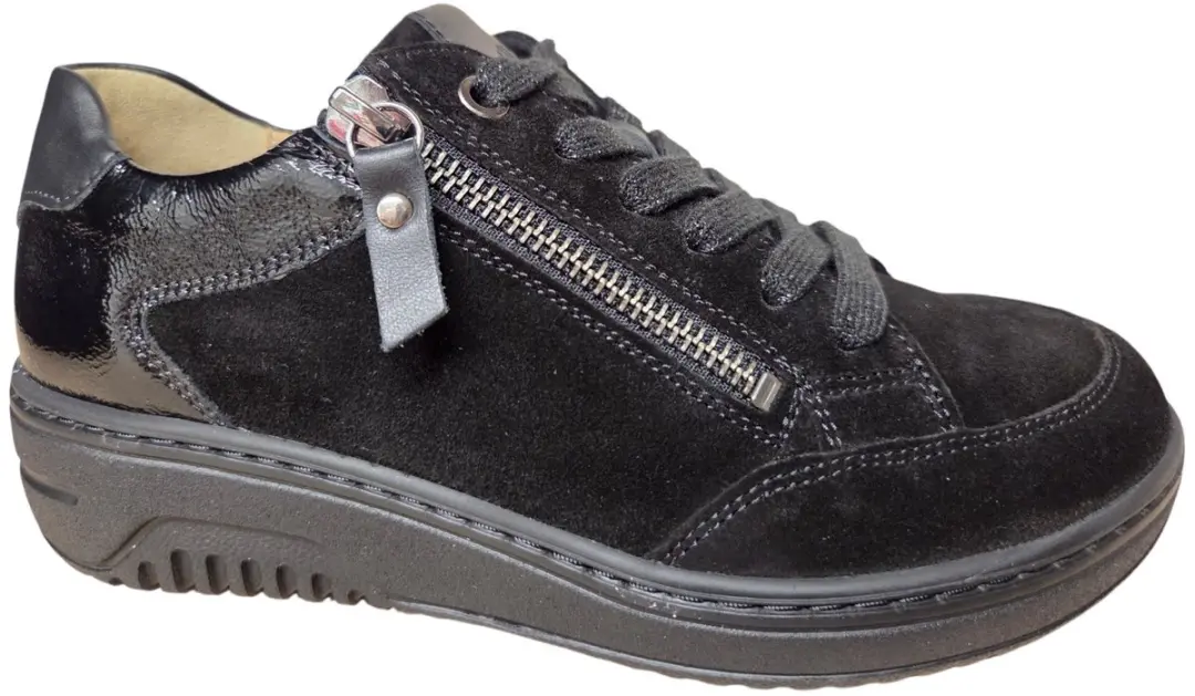 Hartjes 162.1703/36 01.01 Soul Sneakers Zwart Suede Dames Breedtemaat K