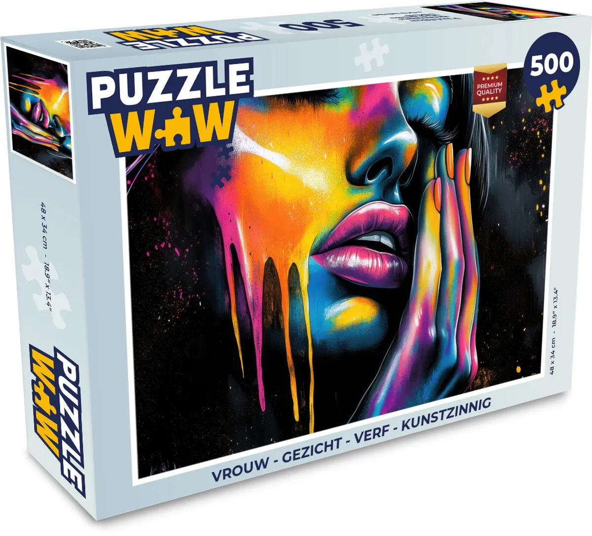 PuzzleWow Legpuzzel Vrouw Gezicht Verf 500 Stuks