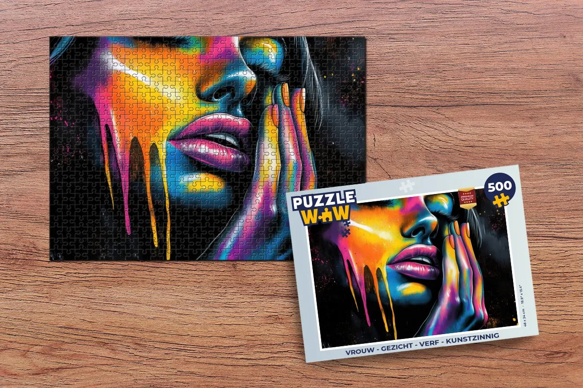 PuzzleWow Legpuzzel Vrouw Gezicht Verf 500 Stuks
