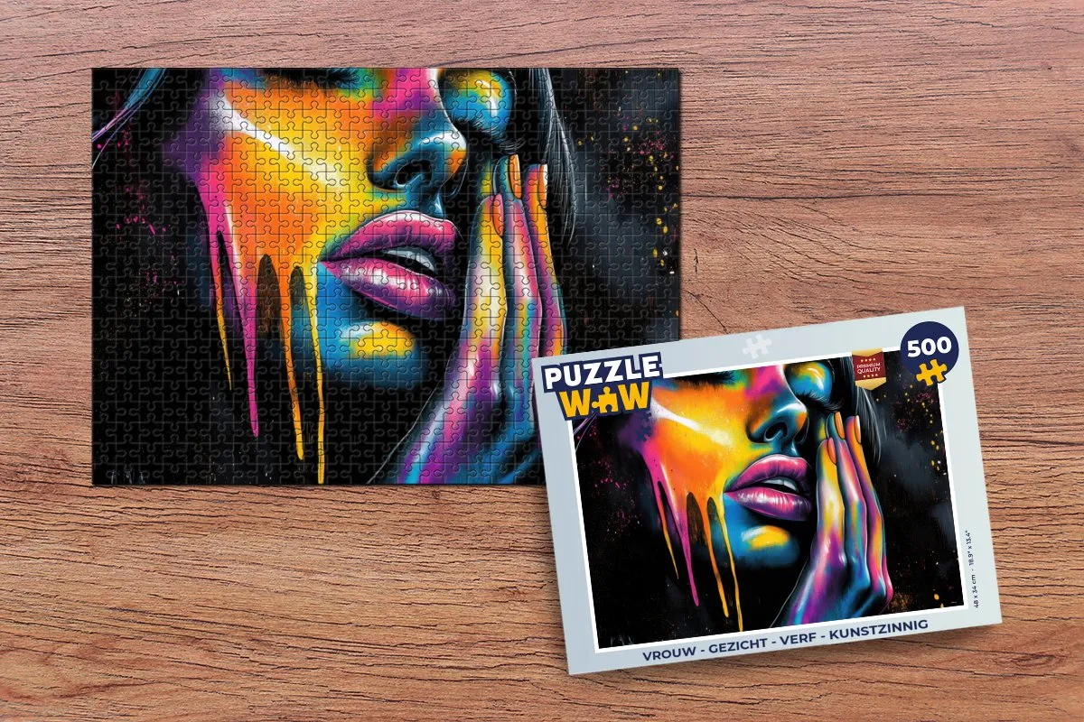 PuzzleWow Legpuzzel Vrouw Gezicht Verf 500 Stuks