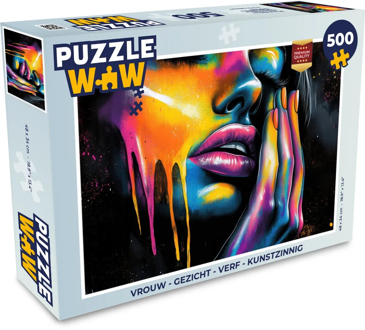 PuzzleWow Legpuzzel Vrouw Gezicht Verf 500 Stuks