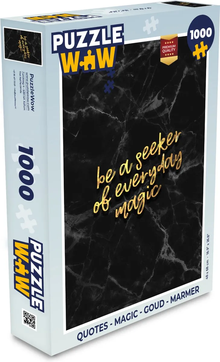 PuzzleWow Quotes Magic Legpuzzel 1000 Stuks - Goud Marmer