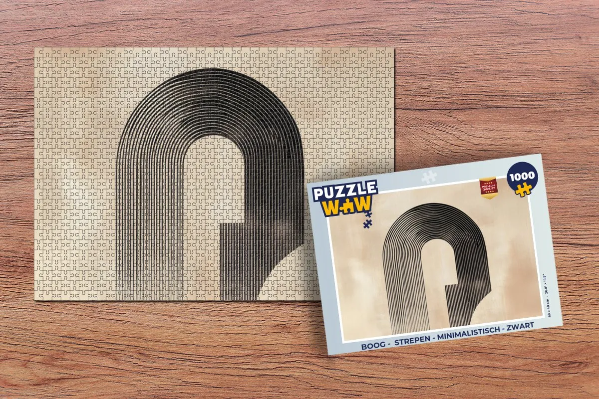 PuzzleWow Boog Strepen Legpuzzel 1000 Stuks - Zwart