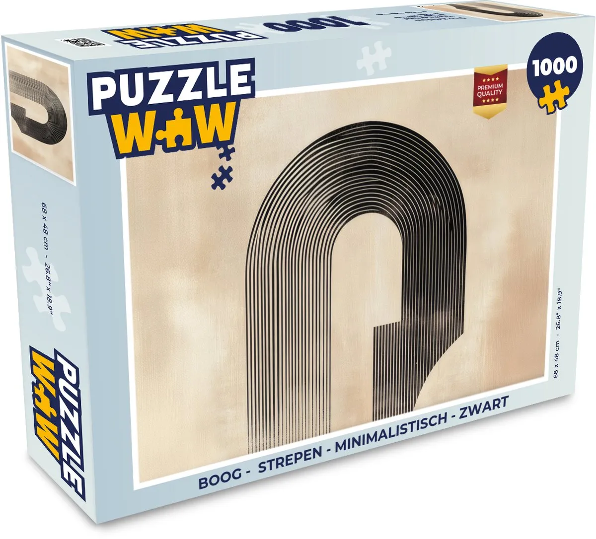PuzzleWow Boog Strepen Legpuzzel 1000 Stuks - Zwart
